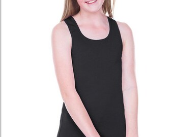 Girls Basic Tank Top Wholesale Blank | Kavio | Cotton Polyester Sheer Jersey Sleeveless Top | 7/16