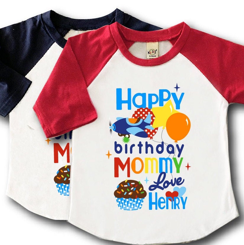 Boys Happy Birthday Mom Shirt Personalized Airplane Happy Etsy