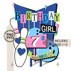 Bowling Birthday Girl SVG, Bowling Birthday PNG, Birthday Girl Bowling with age PNG, Girls Bowling Tshirt Design for Bowling Birthday Shirt