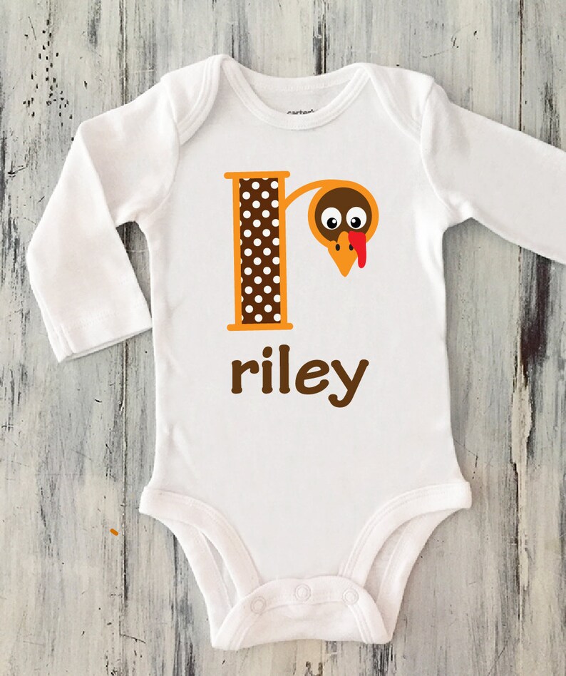 PERSONALIZED MONOGRAM CUSTOM Turkey Thanksgiving Baby Child Bodysuit T-Shirt Tee