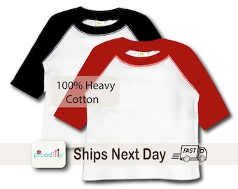 Infant Toddler Baseball Sleeve Shirt | Baby Unisex Raglan Sleeve Blank | 100% Cotton | Red | Black | Laughing Giraffe brand