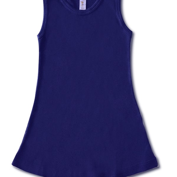 Toddler Blank Dress, Navy Toddler Blank Tank Dress, Baby Girl Navy Blank Dress, Girls Navy Sleeveless Blank Dress Tank, 100% Cotton Dress