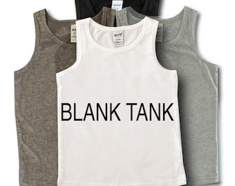 Toddler Heather Gray, White, or Black Tank Top: Unisex blank sleeveless tank