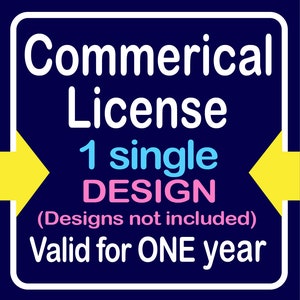 LICENCE D'UTILISATION commerciale, licence commerciale Picadilly pour vendre des graphiques sur votre produit, licence d'UN an pour 1 graphique individuel.
