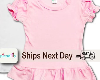 Pink Toddler Girl Ruffle Short Sleeve Top: Polyester Blend Sublimation Shirt | 2T |3T |4T| 5T