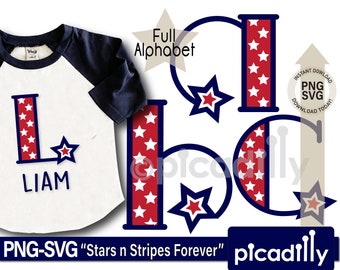 4th of July Alphabet SVG: Stars and Stripes Monogram (Digital Download)