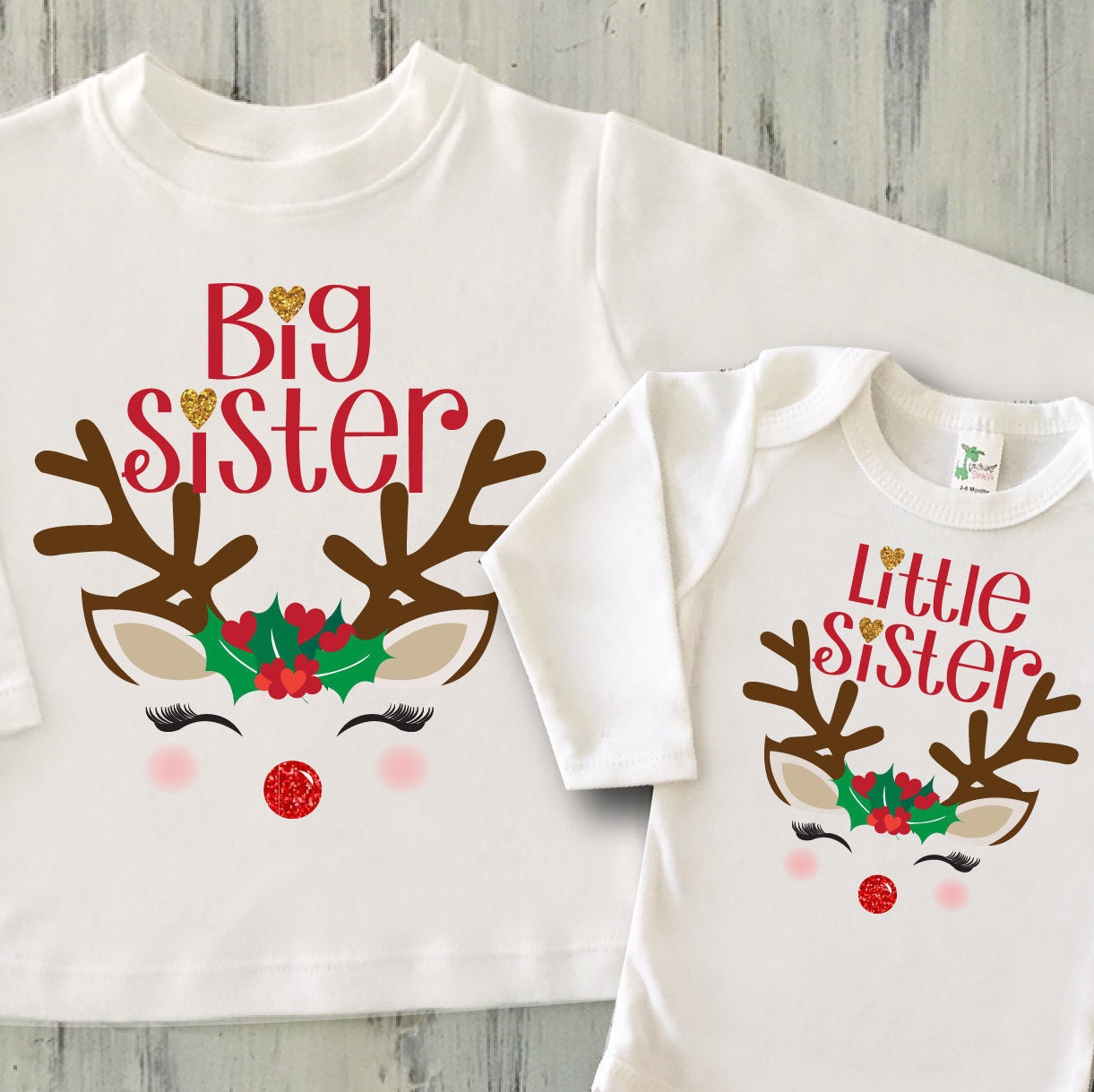 Baby Shorts Big Sister Little Sister Christmas Outfits YESIMOLA
