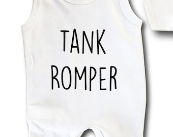 Baby Boy Tank Romper Blank, White Sleeveless Cotton Romper, Unisex Infant White One Piece for Embroidery, Screen Print, Vinyl, DTG or More