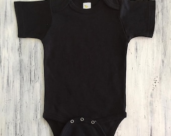 Infant short Sleeve Black Bodysuit: Boy | Girl | blank for DIY project
