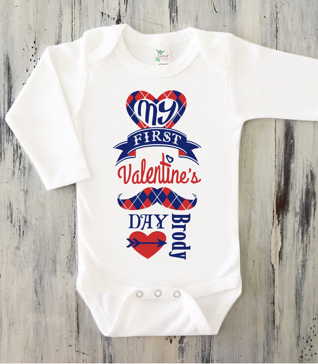 Baby Boy My First VALENTINES DAY Onesie Personalized Etsy