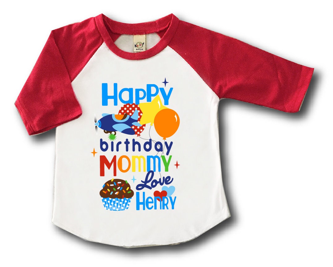 Boys Happy Birthday Mom Shirt Personalized Airplane Happy Etsy