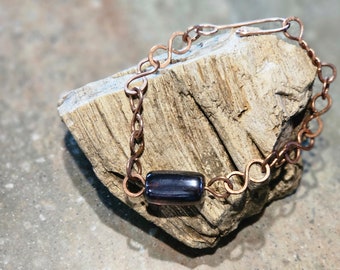 Purple Textured S-Link Wire Wrapped Bracelet