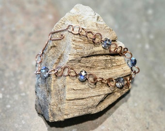 Dark Crystal Textured Large S-Link Wire Wrapped Bracelet