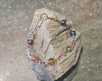 Rainbow Textured S-Link Wire Wrapped Bracelet