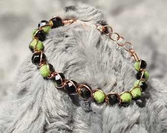 Green Crystal Glass Beaded Bracelet