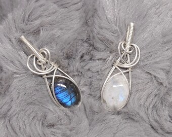 Light & Dark Wire Wrapped Pendant Set