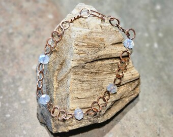 Light Crystal Textured Large S-Link Wire Wrapped Bracelet