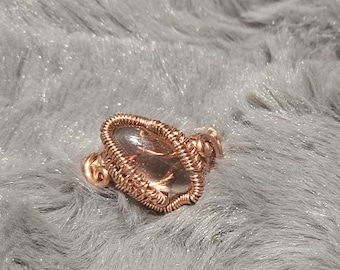 Oregon Sunstone Hidden Blush Wire Wrapped Ring