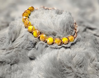 Bracelet de perles de verre en cristal jaune