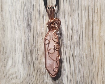 Rose Quartz Wire Wrapped Reversible Pendant