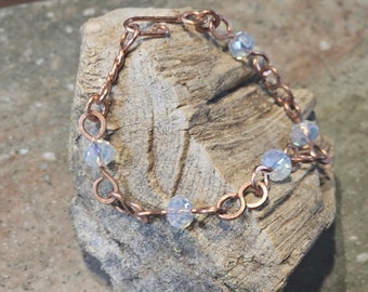 Light Crystal Textured S-Link Wire Wrapped Bracelet