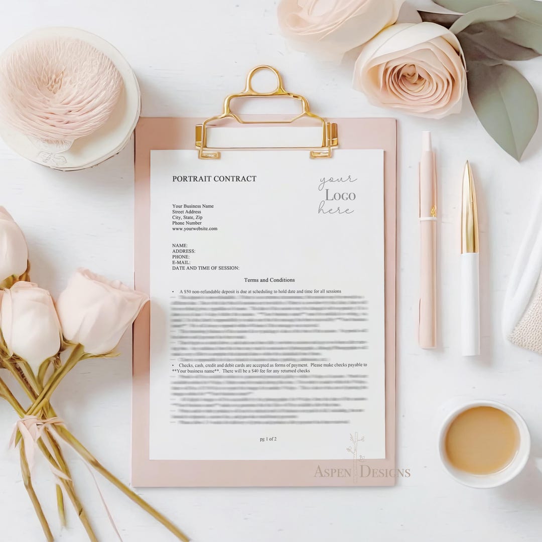 Portrait Contract, EDITABLE PSD File, Photography Forms, Photographer ...