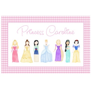 Personalized Princess Reversible Placemat - writable - gingham - Christmas - girl - alphabet - dry erase - abcs