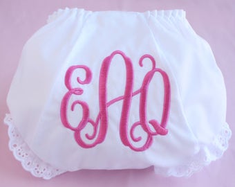 Monogrammed Infant Diaper Cover Bloomers - Newborn - Baby Girl - Gift - Personalized