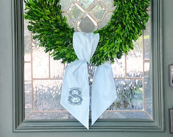 Dusty Blue Traditional Monogrammed/Personalized wreath sash