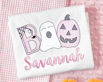 Personalized Halloween Ghost Shirt for Fall - Halloween - pumpkin patch - pink