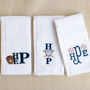 Baseball Spucktuch 3er Set - personalisiert - Baby Geschenk - Stoffwindel - Baby Mädchen - Baby Junge - 3er Set - Spucktuch