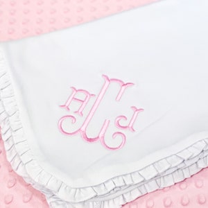 Monogrammed Ruffled Baby Blanket