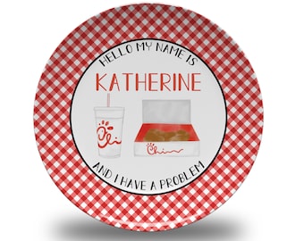 Personalized Chick Fil A plate - microwave safe - gingham - Birthday - kids  - BPA free