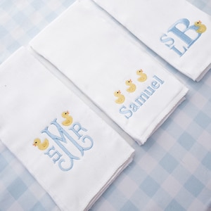 Conjunto de 3 paninhos de arroto com estampa de patinhos de borracha - personalizado - presente para bebê - Menina - Menino - Conjunto de 3 - Pano de arroto - recém-nascido
