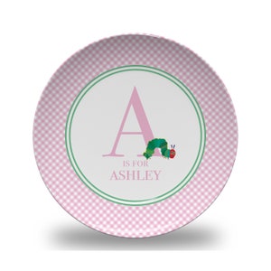 Personalized Very Hungry Caterpillart Plate - Eric Carle - 1st Birthday - Baby Shower - Nursery - Easter - Spring