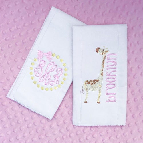 Personalized Burp Cloth Monogrammed Burp Cloth Baby Girl Etsy