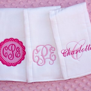 Personalisiertes besticktes Spucktuch 3er Set - monogrammiert - Baby Geschenk - Windel - Baby Mädchen - Junge