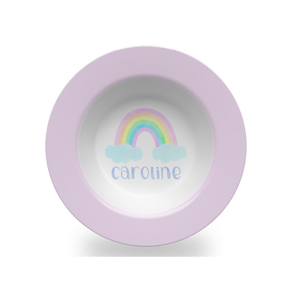 Personalized Rainbow Unicorn Summer Bowl Plate Set