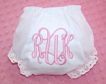 Monogrammed Infant Diaper Cover Bloomers - Newborn - Baby Girl - Gift - Personalized - Bloomer - Standard - Pink