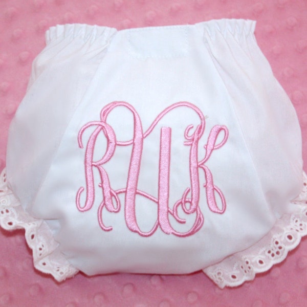 Monogrammed Infant Diaper Cover Bloomers - Newborn - Baby Girl - Gift - Personalized - Bloomer - Standard - Pink