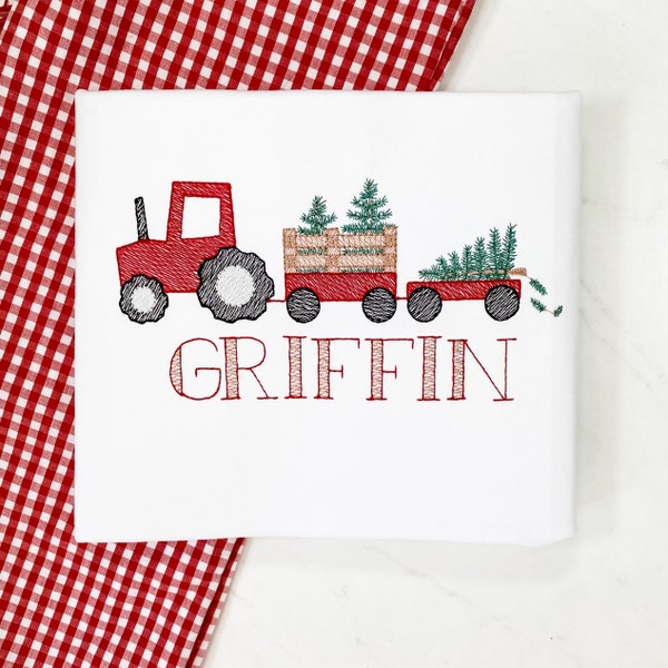 Weihnachtsbaum Traktor Jungen Personalisiert Shirt für Winter - Weihnachten - Urlaub - LKW