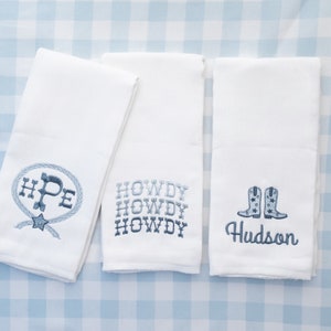 Personalisiertes Western-Baby-Geschenk-Set - Set aus 3 Monogramm Spucktüchern