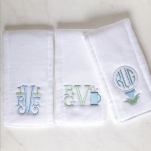 Monogrammed Golf Burp Cloth Set of 3 - personalized - baby gift - cloth diaper - Baby  Girl - baby boy - Set of 3 - Burp Rag - Golf Trio