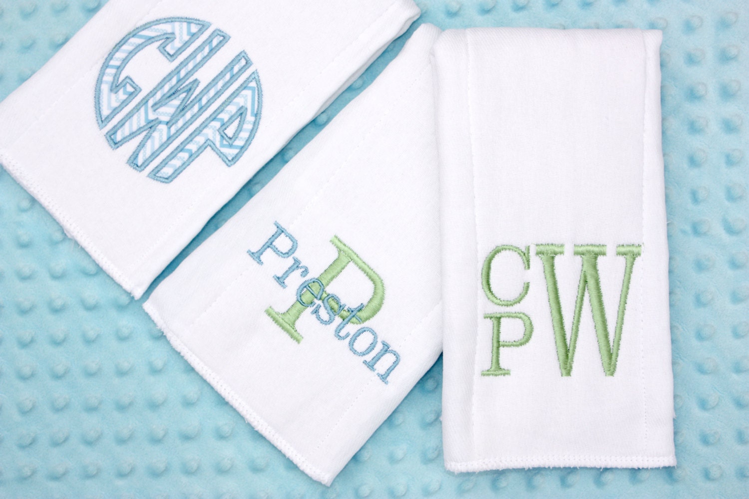 Personalized Embroidered Burp Cloth Set of 3 - monogrammed - baby gif…