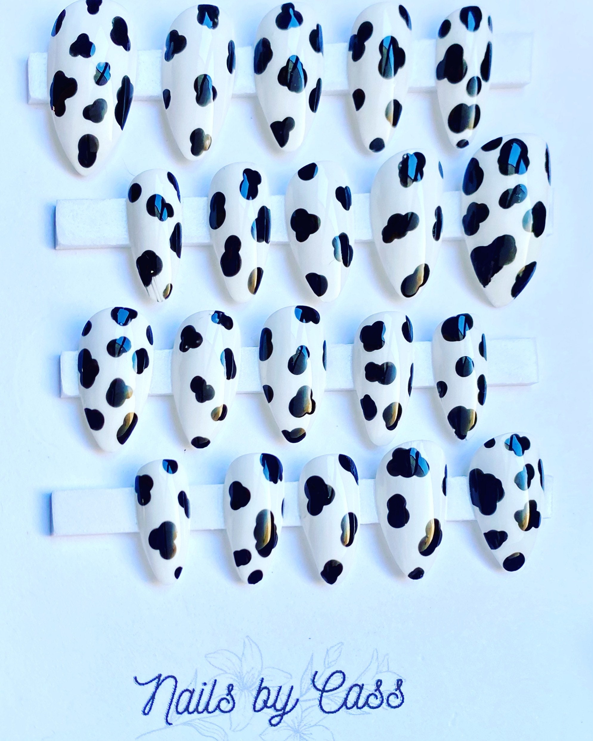 Cow Print Press on Nails handmade animal print medium Etsy