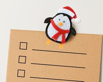 Imán para nevera de pingüino navideño de fieltro hecho a mano (juego de 3)