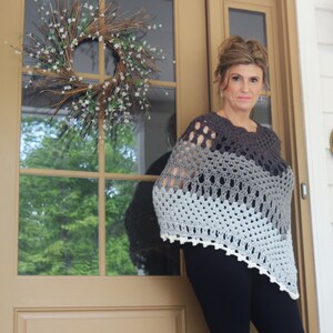 Grey Poncho: Soft Warm Ombre Shawl