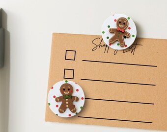 Imán para nevera con forma de hombrecito de jengibre: decoración navideña hecha a mano (juego de 2)