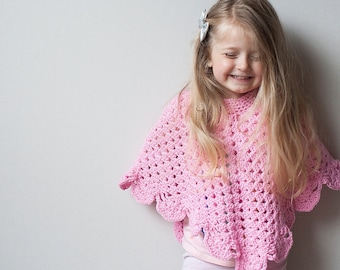 Poncho rosa para niñas, tallas 3T-8