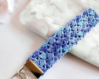 Llavero de muñeca de crochet: correa de encaje de algodón, caja de regalo